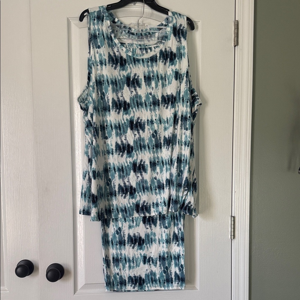 Anybody Blue and White Sleeveless Pajamas Size 4X